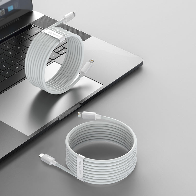 Baseus Simple Wisdom Data Cable Kit USB to iP PD 20W 2PCS 1.5m White