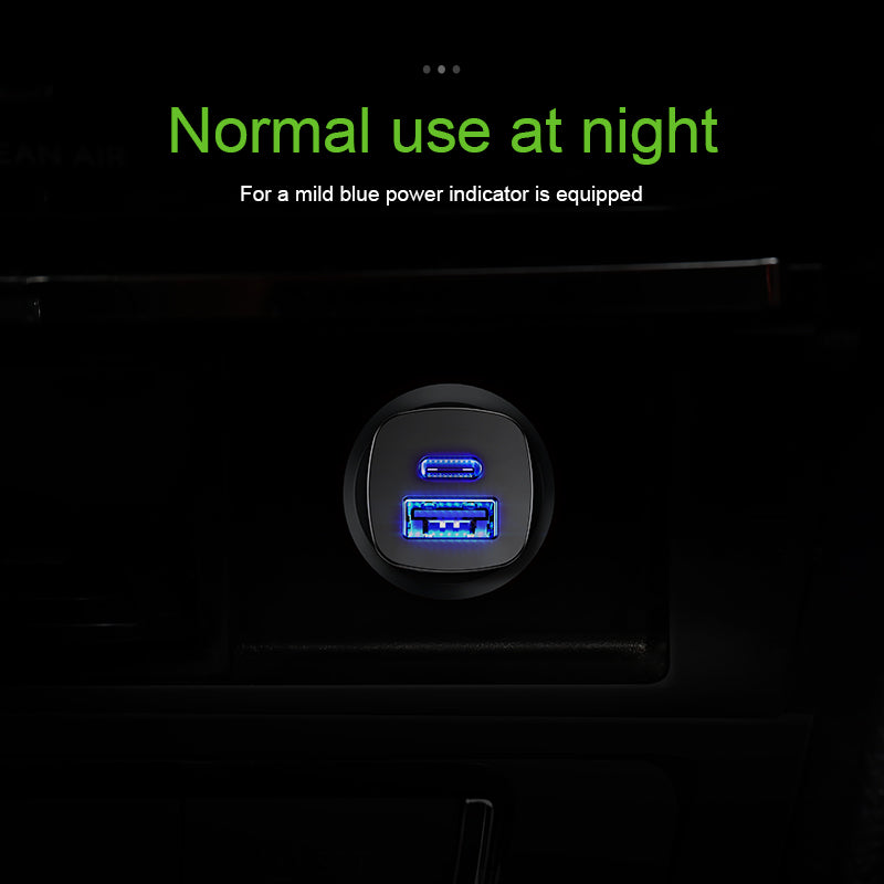 Baseus Square Metal Car Adapter USB + PD 30W Fast Charging QC3.0 &amp; 4.0