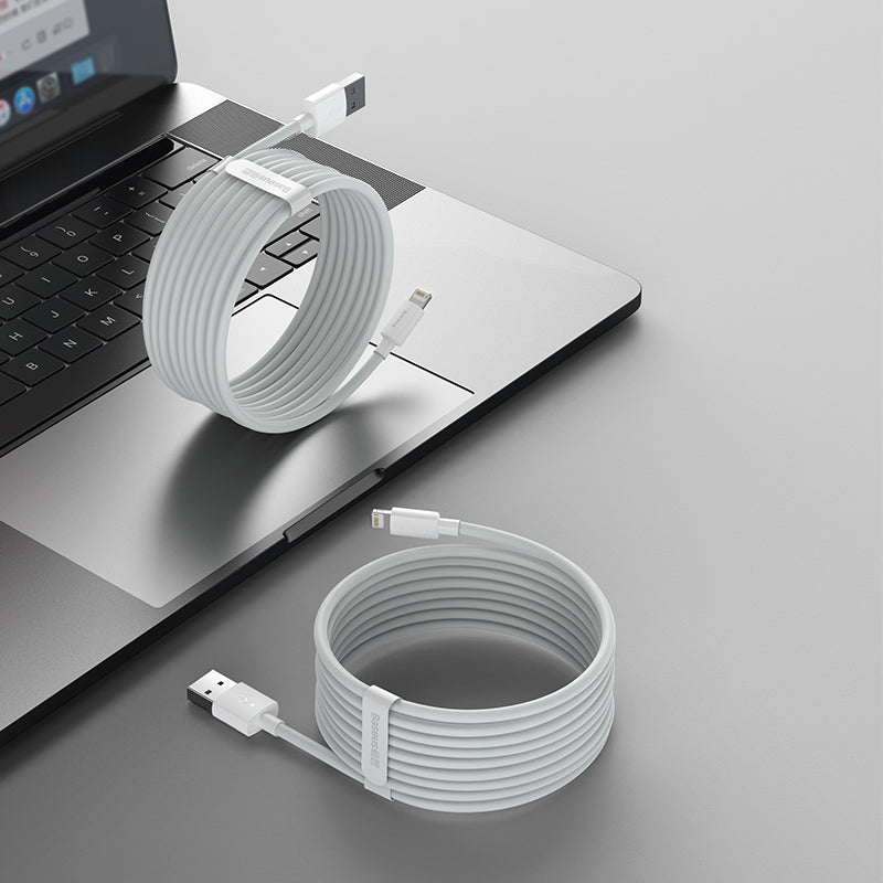 Baseus Simple Wisdom Data Cable Kit USB to iP 2.4A (2PCS/Set)1.5m White - Smartkoshk Stores