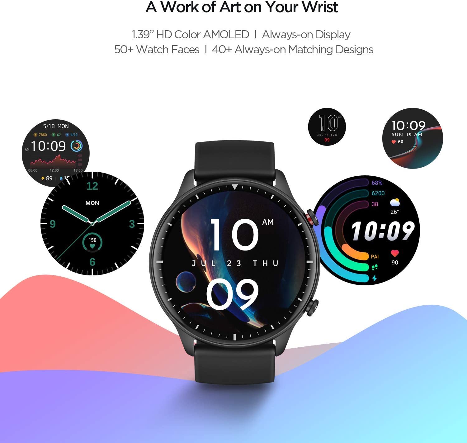 Amazfit GTR 2 Smartwatch Support Calls, HD AMOLED Display, SpO2 - Black
