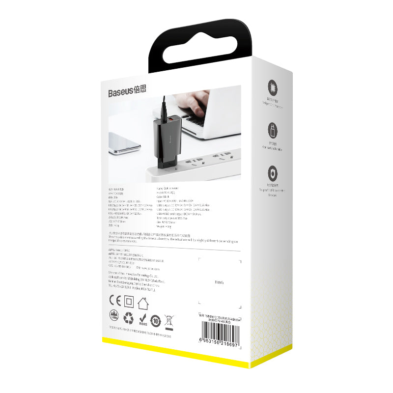 Baseus Speed Mini Dual QC3.0 USB Charger 18W - Black