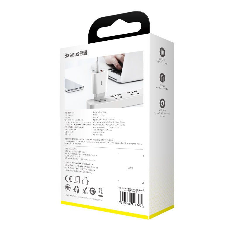 Baseus Speed Mini Dual QC3.0 USB Charger 18W - White