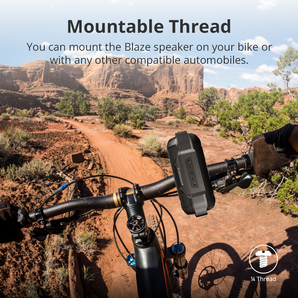 Tronsmart Blaze Super Bass Portable Bluetooth Speaker, IPX6, 12h With Bike Mount