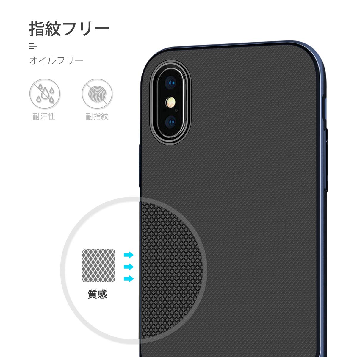 Royce Series By Rock Dual Layer Thin &amp; Slim Shockproof Case for iPhone Xs Max – Navy