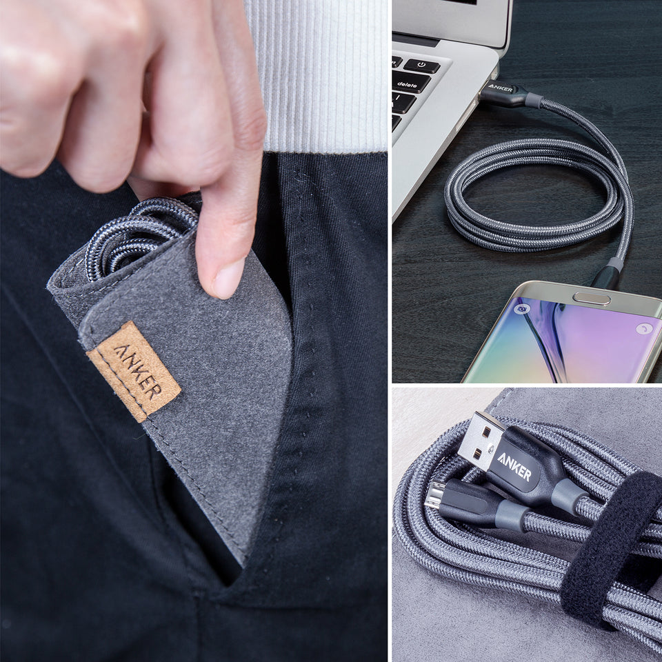 Anker PowerLine, Anti-Cut Micro USB 3ft, Gray