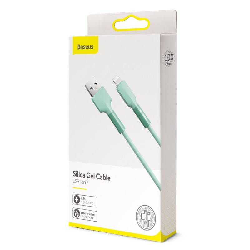 Baseus Silica Gel Cable USB For iPhone 1m - Green