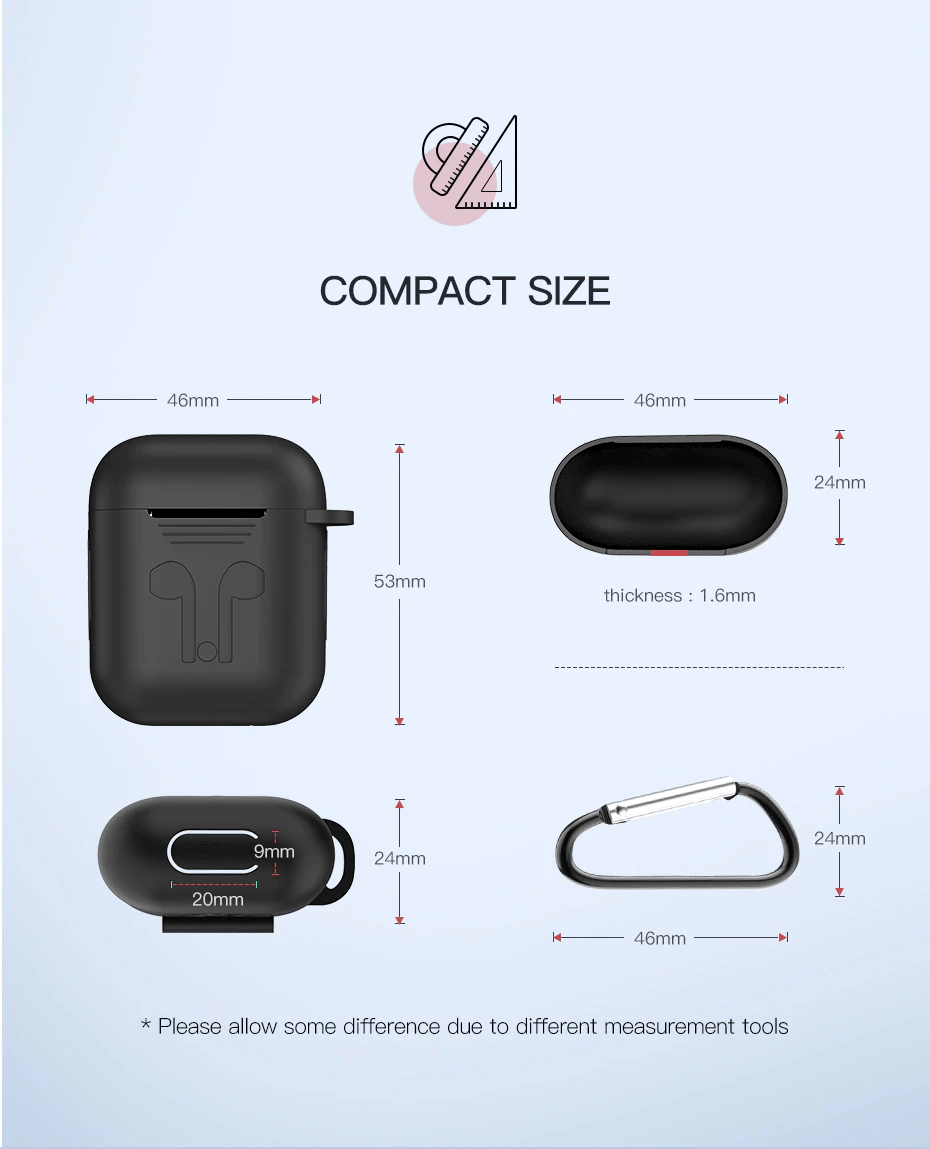 Ugreen AirPods Silicon Case Anti-Shocks + Strip + Hook Black