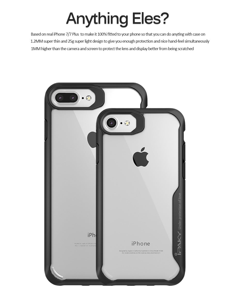 Bumper TPU By iPaky Transparent Protective Case For iPhone 6P | 7P | 8P - Black