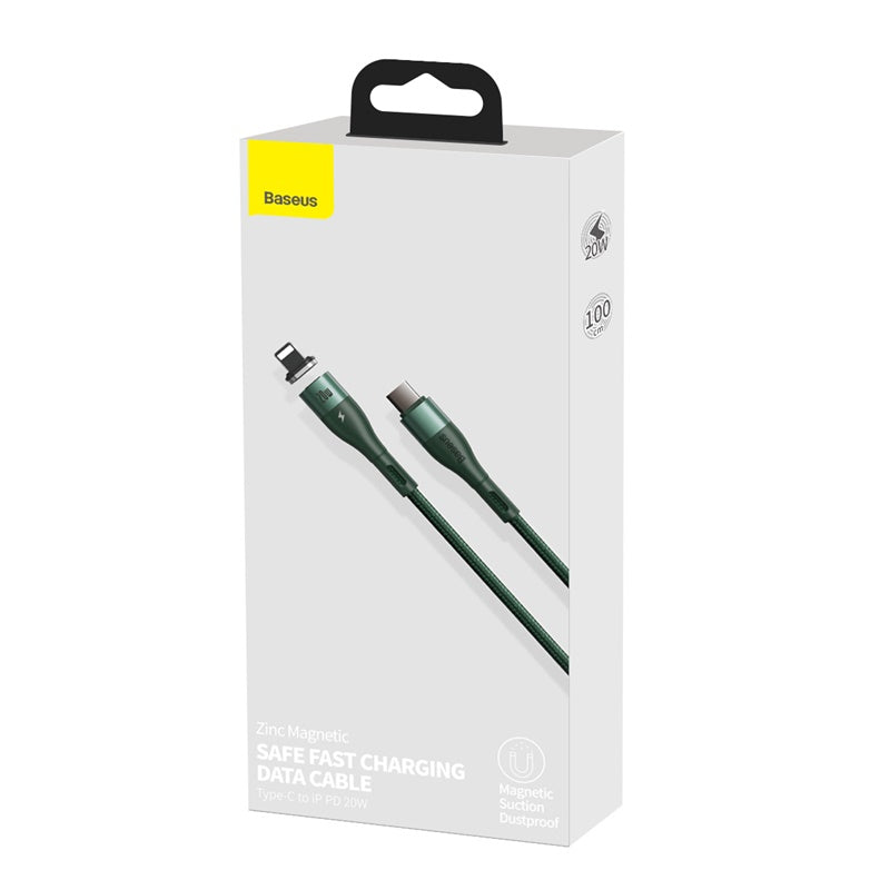 Baseus Zinc Magnetic Safe 20W PD Fast Cable Type-C To IP 2m - Green
