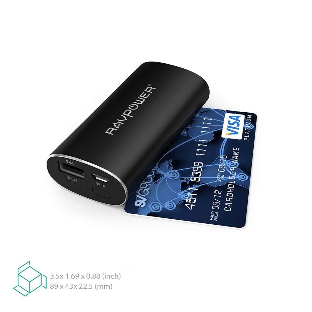 6700mAh Aluminum Power Bank By Ravpower with iSmart Technology | Black