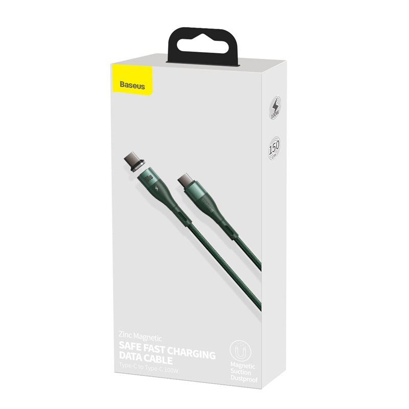 Baseus Zinc Magnetic Safe Super Fast Cable Type-C to C 100W 1.5m Green