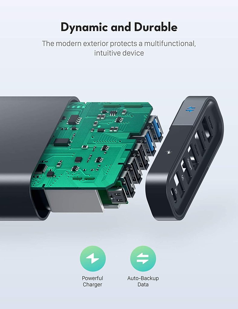 Ravpower RP-UM002 Filehub 60W USB-C Charger with 6-Port