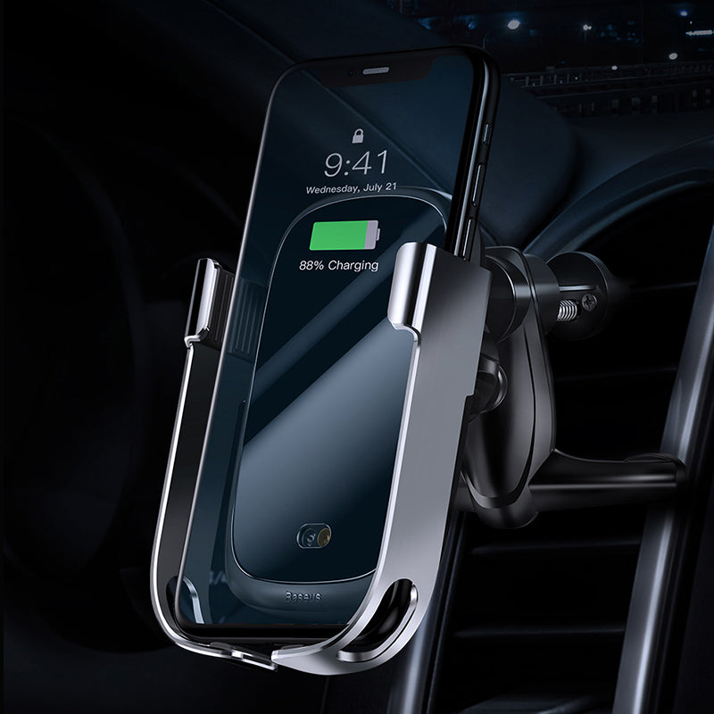 Baseus Rock-solid Electric Holder Fast Wireless Charger 10W Silver