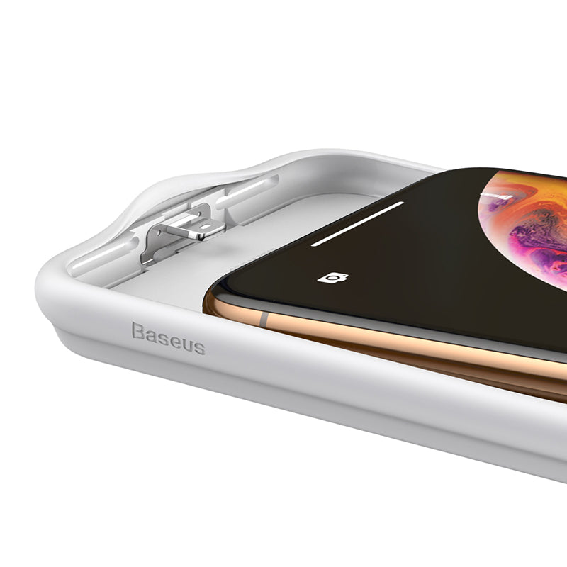 Baseus Liquid Silicone Smart Power Case in white with 4200mAh for iPhone XS Max 6.5 inch, showing the sleek silicone design.