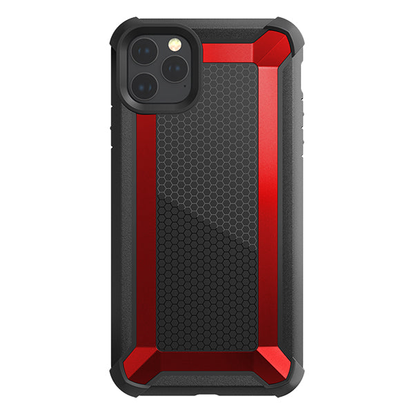 XDoria Defense Tactical case for iPhone 11 Pro in black and red, showcasing anti-shock design and durable materials.