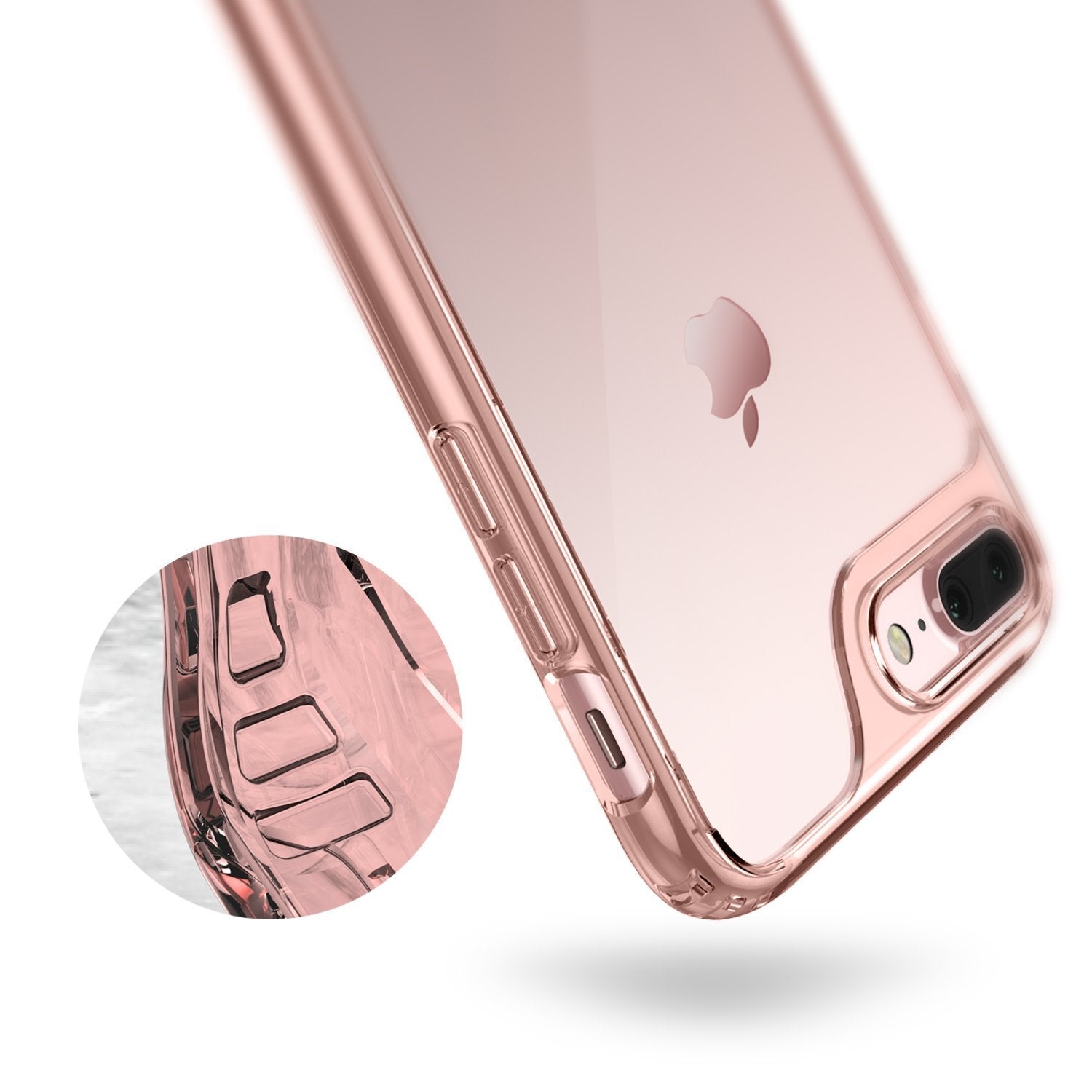 iPhone 7 Plus Caseology Waterfall Series Slim Transparent Clear Cushion Grip Rose Gold