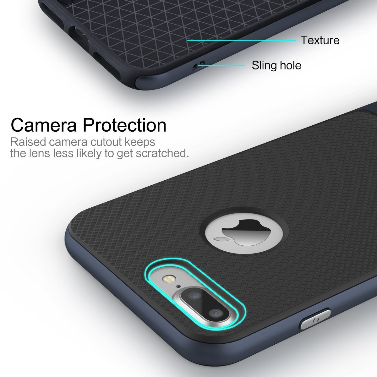 Royce Series By Rock Dual Layer Thin & Slim Shockproof Case for iPhone 7 Plus - Black/Navy