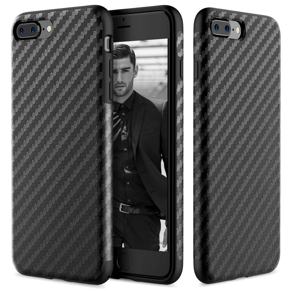 Origin Carbon Fiber By Rock With Bulit-in Magnetic Metal Plate for iPhone 7P | 8P - Black