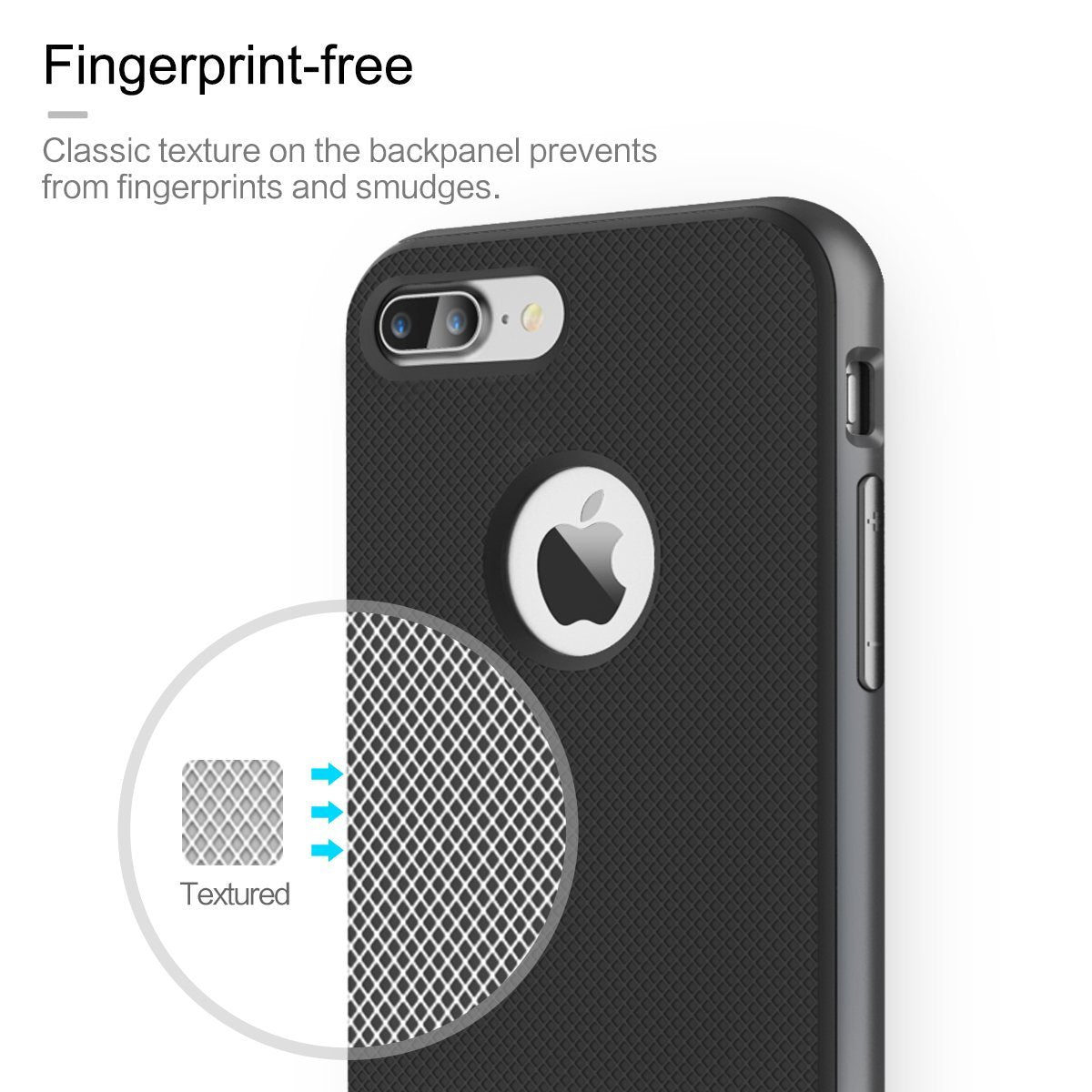 Royce Series By Rock Dual Layer Thin & Slim Shockproof Case for iPhone 7 Plus - Black/Gray