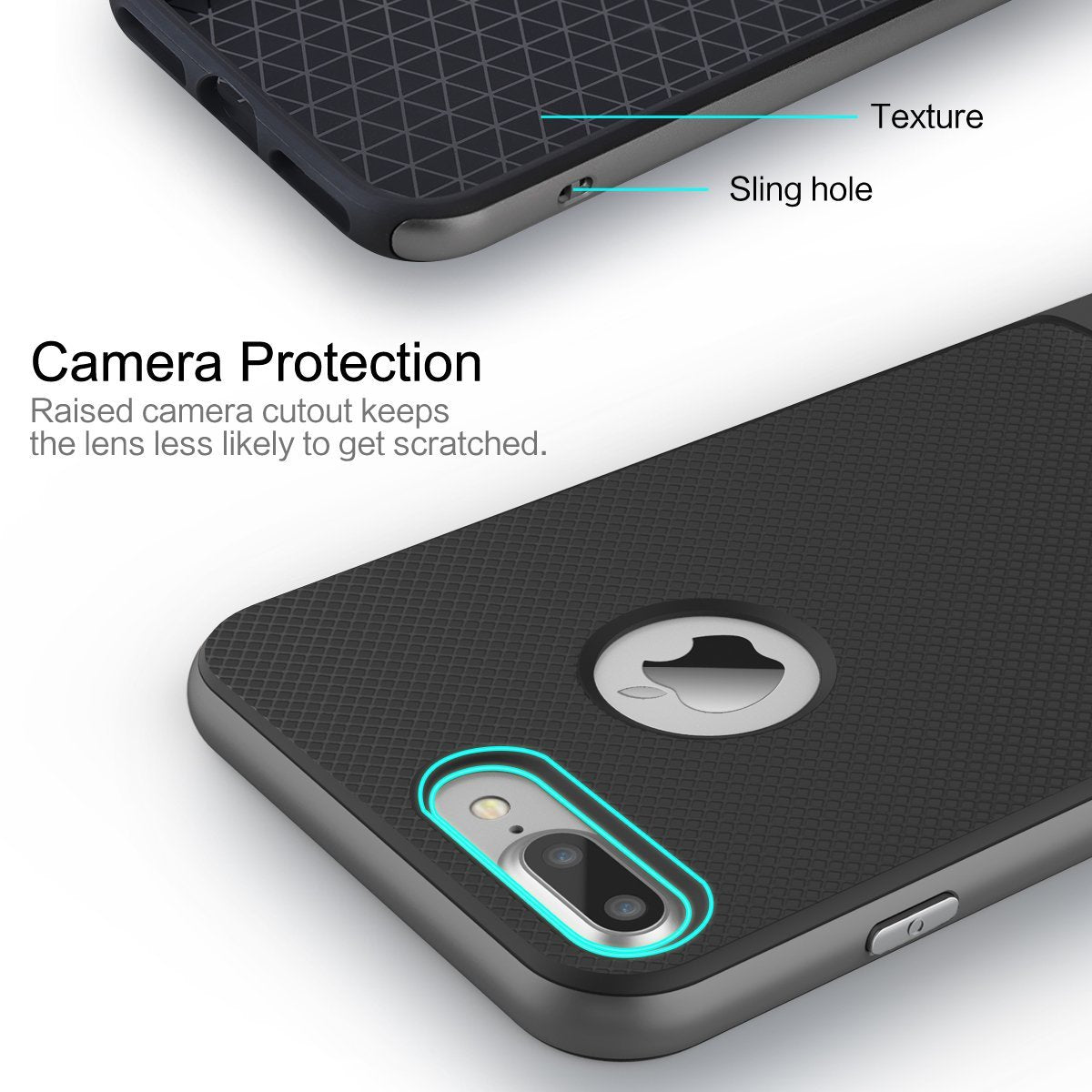 Royce Series By Rock Dual Layer Thin & Slim Shockproof Case for iPhone 7 Plus - Black/Gray