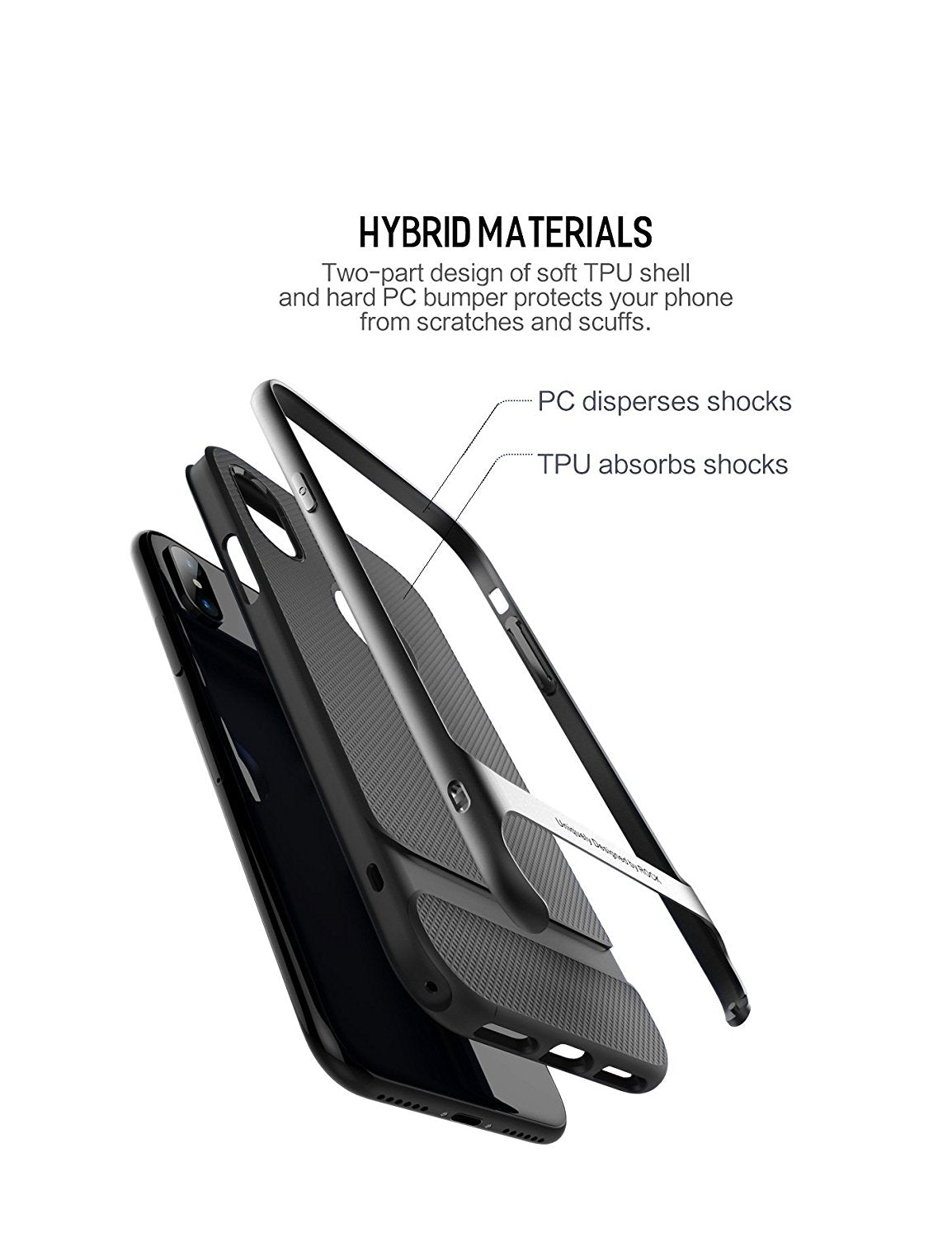 Royce Series By Rock Dual Layer Thin & Slim Shockproof Case for iPhone X - Black/Gold