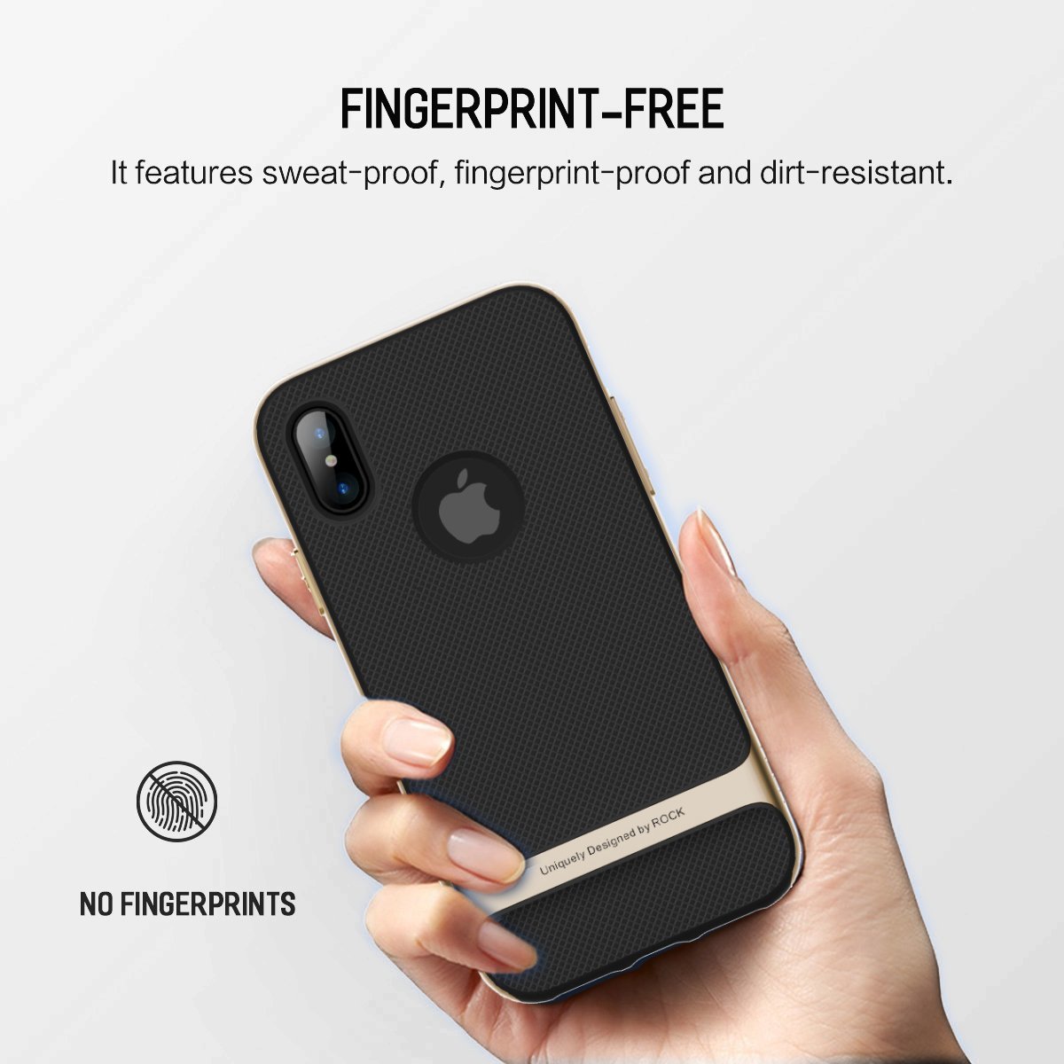 Royce Series By Rock Dual Layer Thin & Slim Shockproof Case for iPhone X - Black/Gold