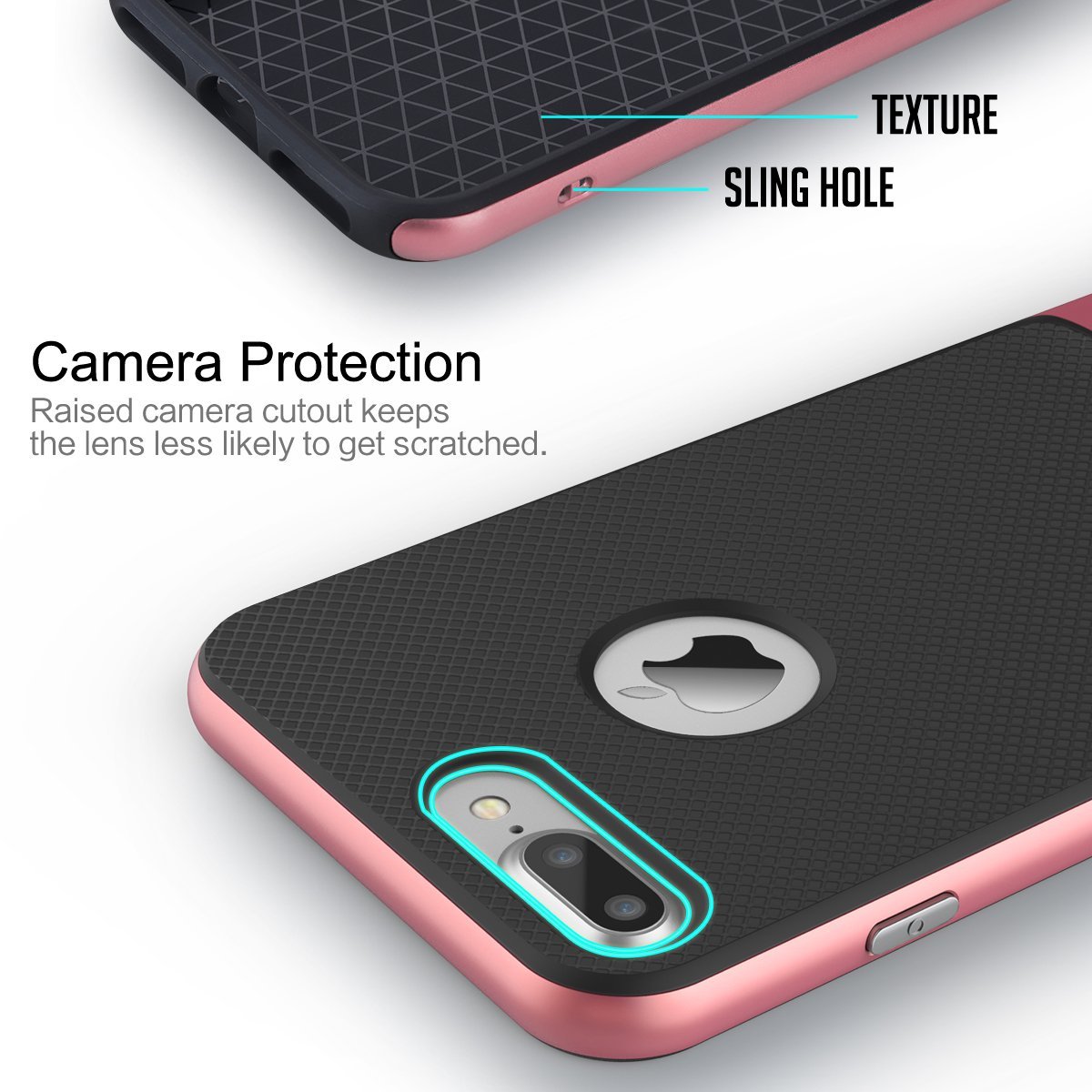 Royce Series By Rock Dual Layer Thin & Slim Shockproof Case for iPhone 7 Plus - Black/Rose