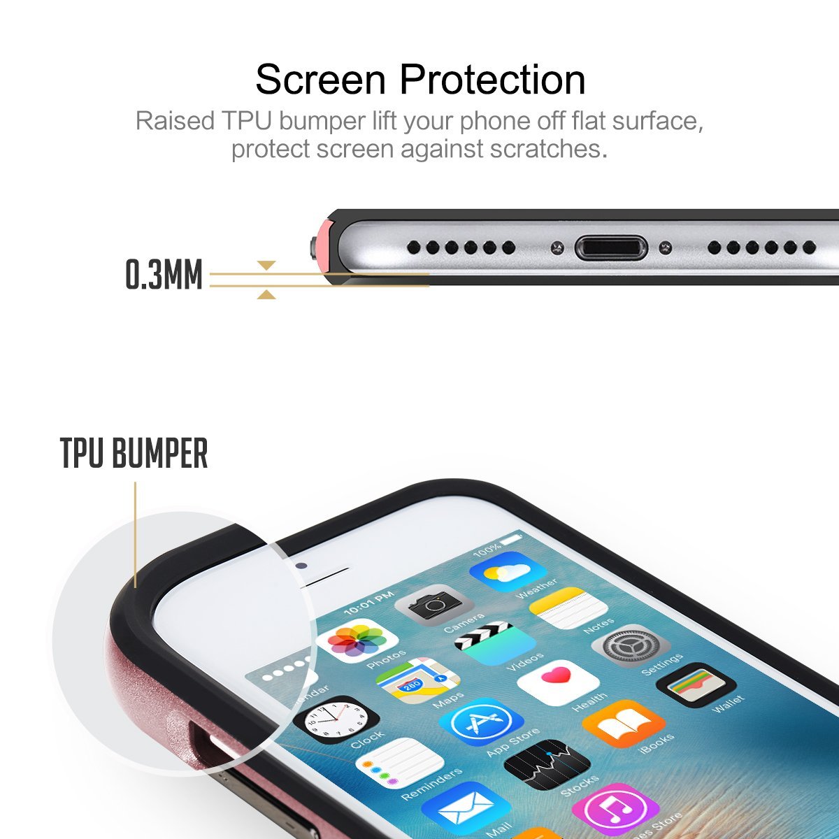 Royce Series By Rock Dual Layer Thin & Slim Shockproof Case for iPhone 7 Plus - Black/Rose