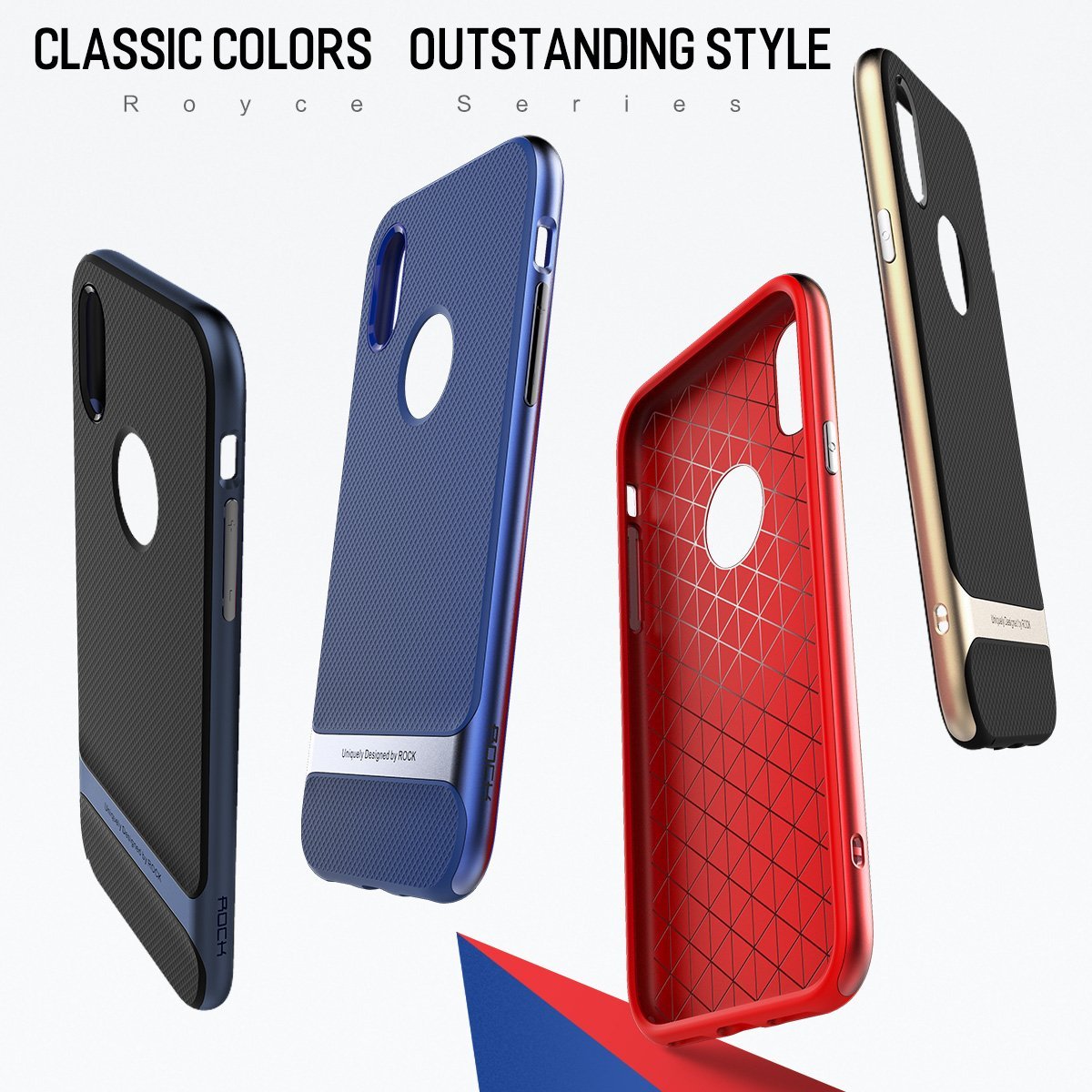 Royce Series By Rock Dual Layer Thin &amp; Slim Shockproof Case for iPhone X - Red