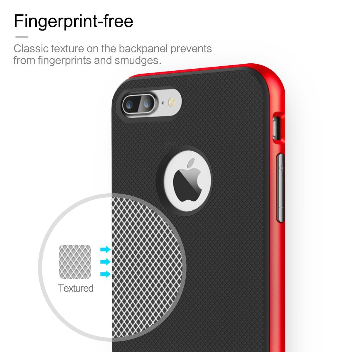 Royce Series By Rock Dual Layer Thin & Slim Shockproof Case for iPhone 7 Plus - Black/Red