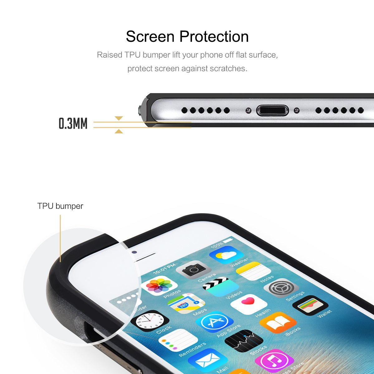 Royce Series By Rock Dual Layer Thin & Slim Shockproof Case for iPhone 7 Plus - Black/Gray