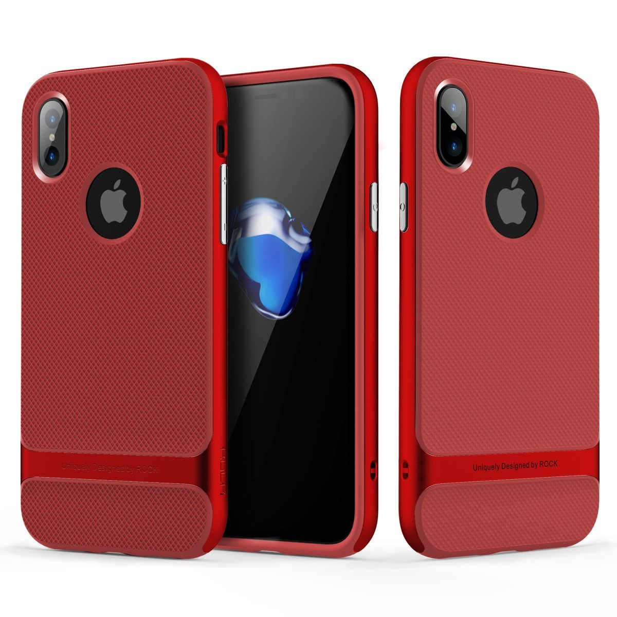 Royce Series By Rock Dual Layer Thin &amp; Slim Shockproof Case for iPhone X - Red