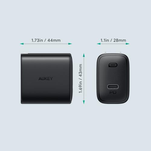 Aukey PA-F1 PD Fast Charger 18w + USB-C to C Cable + Black