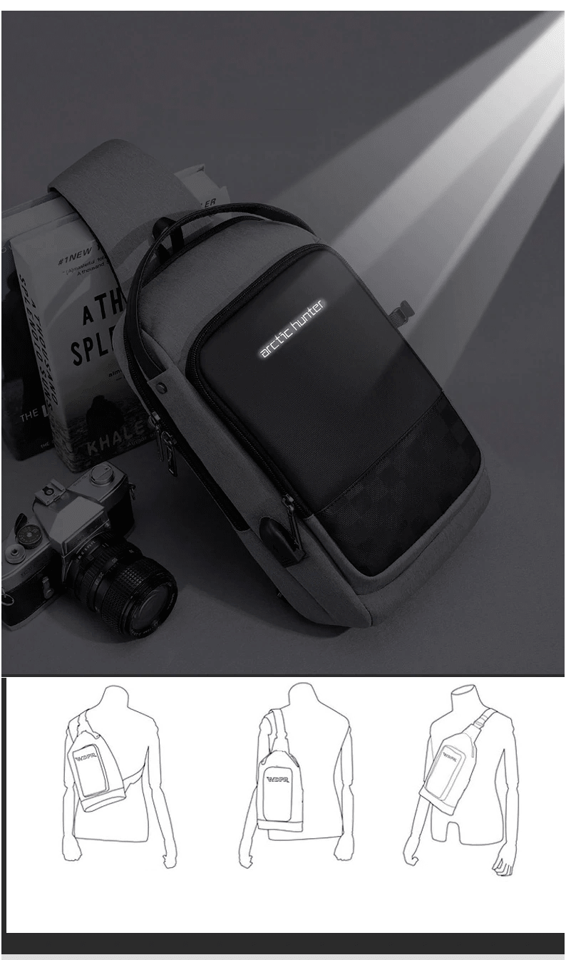 ARCTIC HUNTER Waterproof Men Chest Bag Black