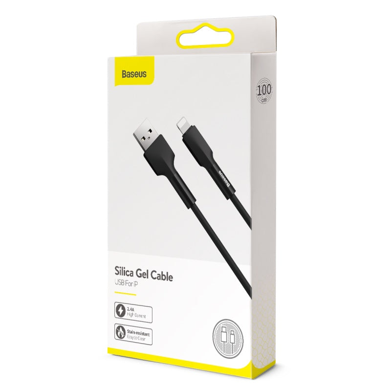 Baseus Silica Gel Cable USB For iPhone 1m - Black