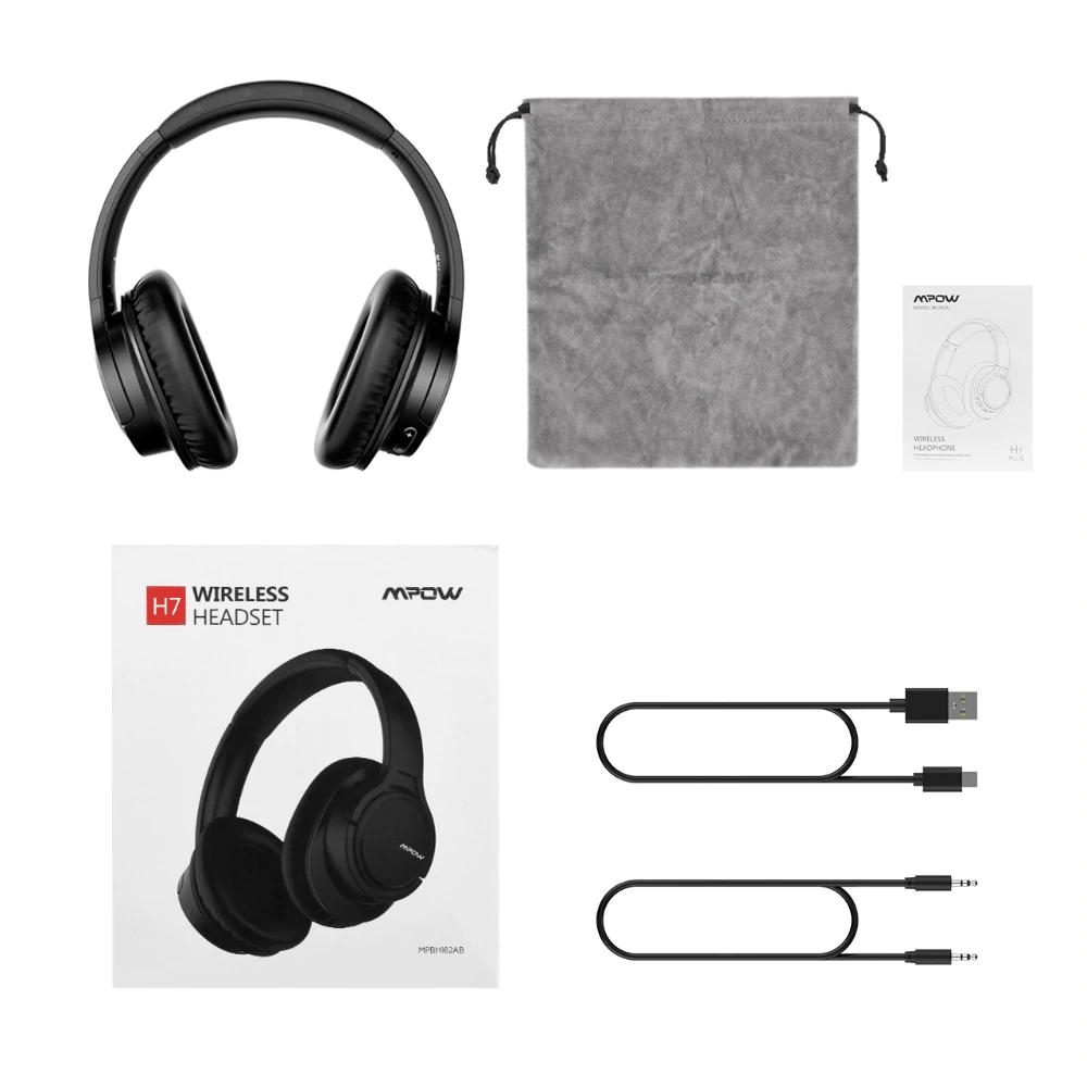 Mpow H7 Noise Cancelling  Wireless Headphone, Long Battery 15H, Aux Port Blue