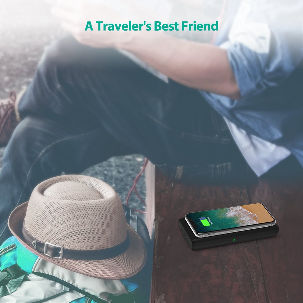 10400mAh Qi Wireless Power Bank By Ravpower Fast Wireless charging 10W with iSmart Technology