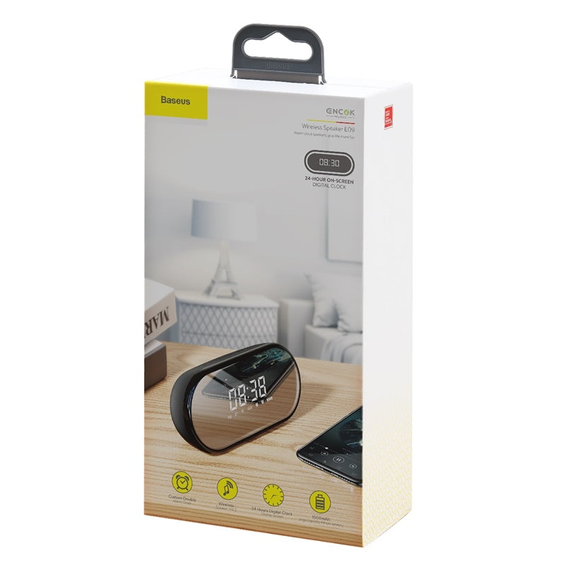 Baseus Encok E09 Wireless Speaker, Alarm, FM Radio Black