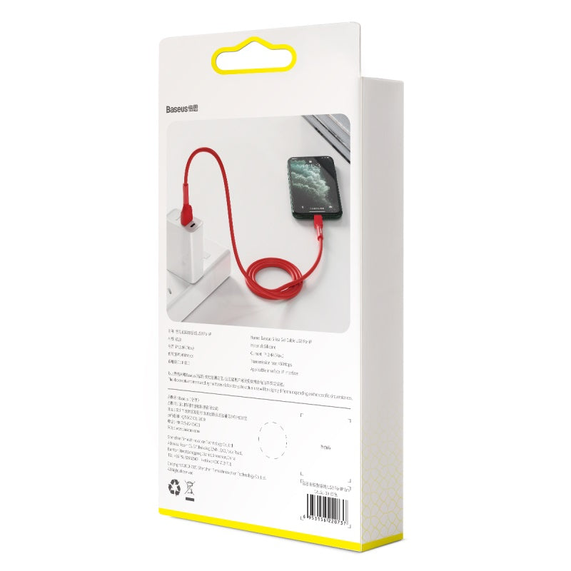 Baseus Silica Gel Cable USB For iPhone 1m - Red