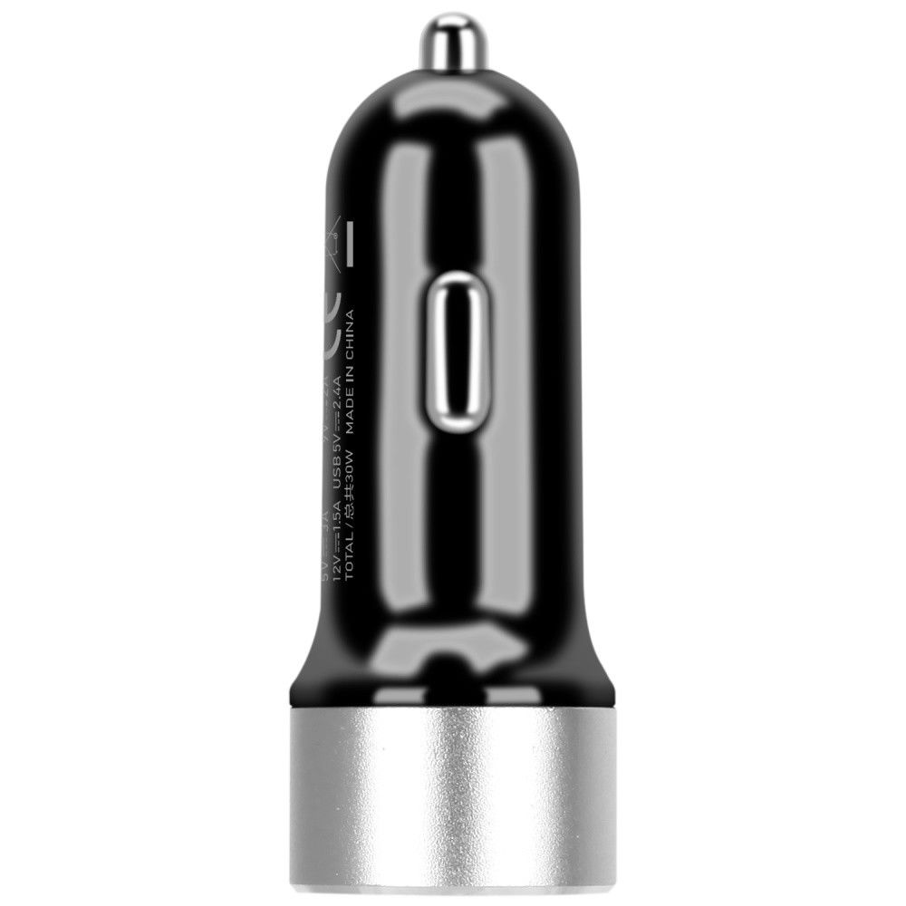 Smartkoshk UC9 Momax dual car charger with QC3.0 fast charging in black, shown connected to a vehicle's power socket.