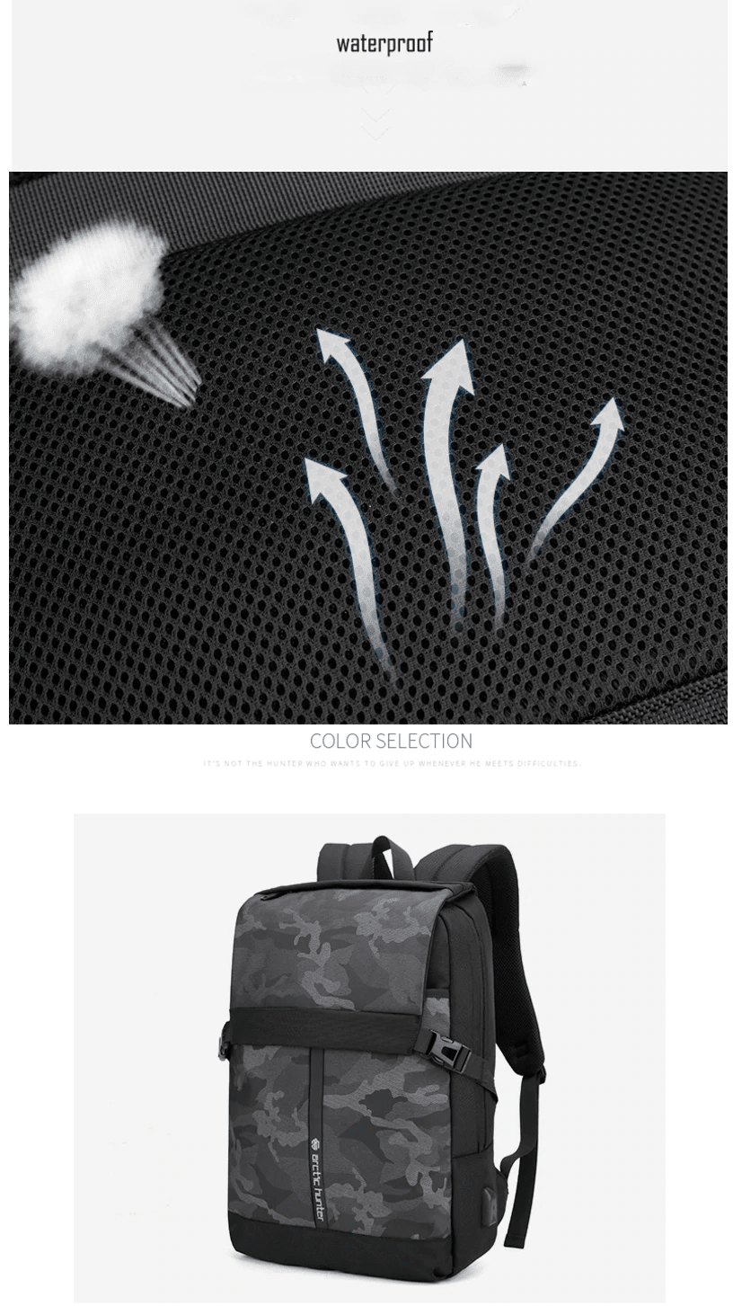 ARCTIC HUNTER B00532 15.6 USB Waterproof Anti Theft Laptop Bag