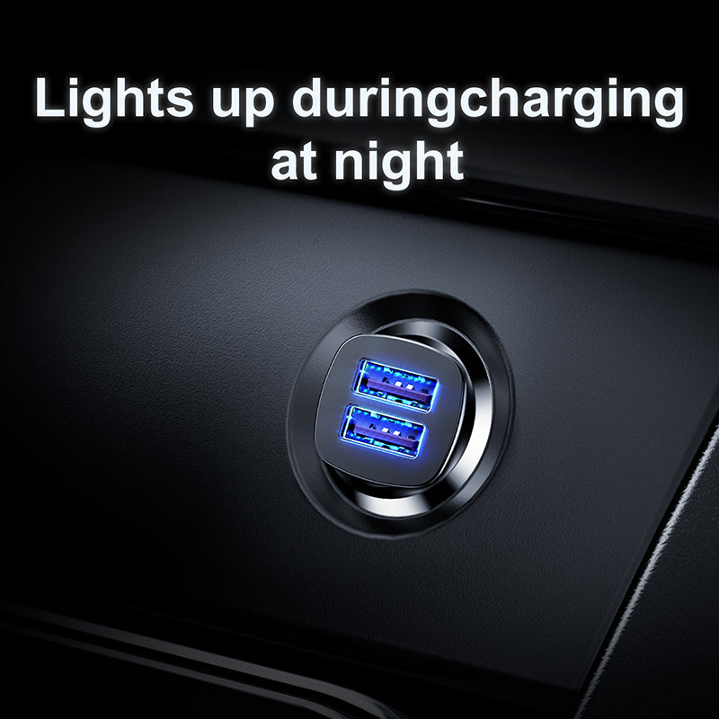 Baseus Square Metal Car Adapter Dual USB Quick Charge 3.0 (30W)