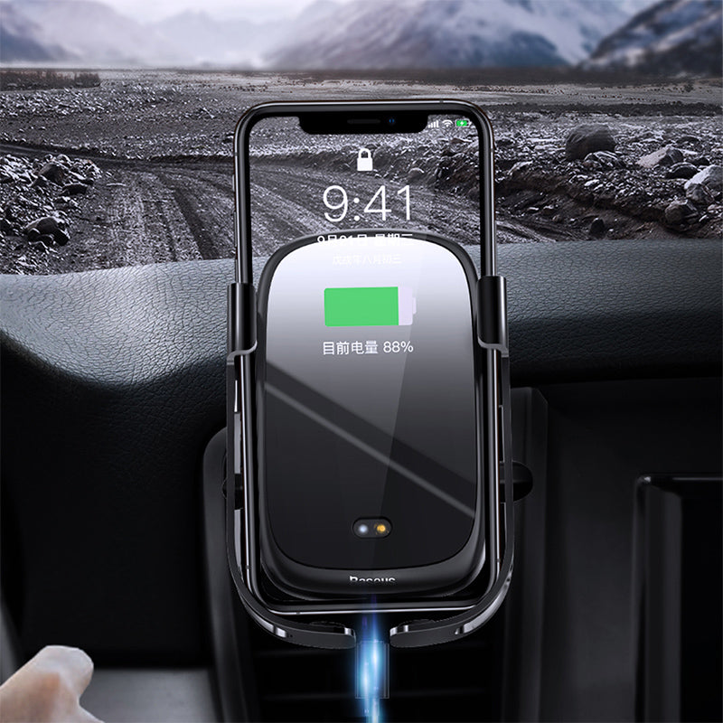 Baseus Rock-solid Electric Holder Fast Wireless Charger 10W Black