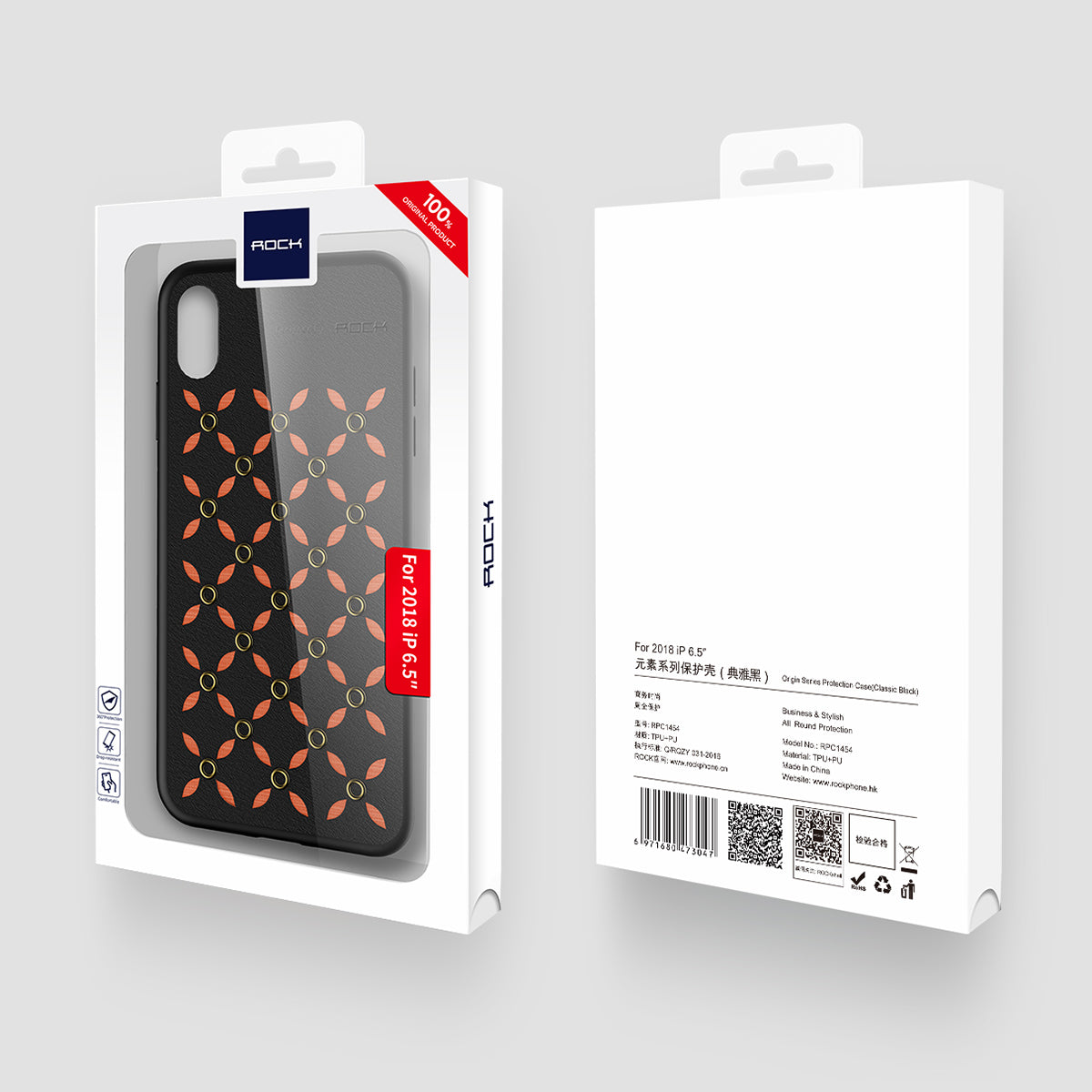 Origin Series By Rock Slim Leather Case for iPhone Xs Max Black