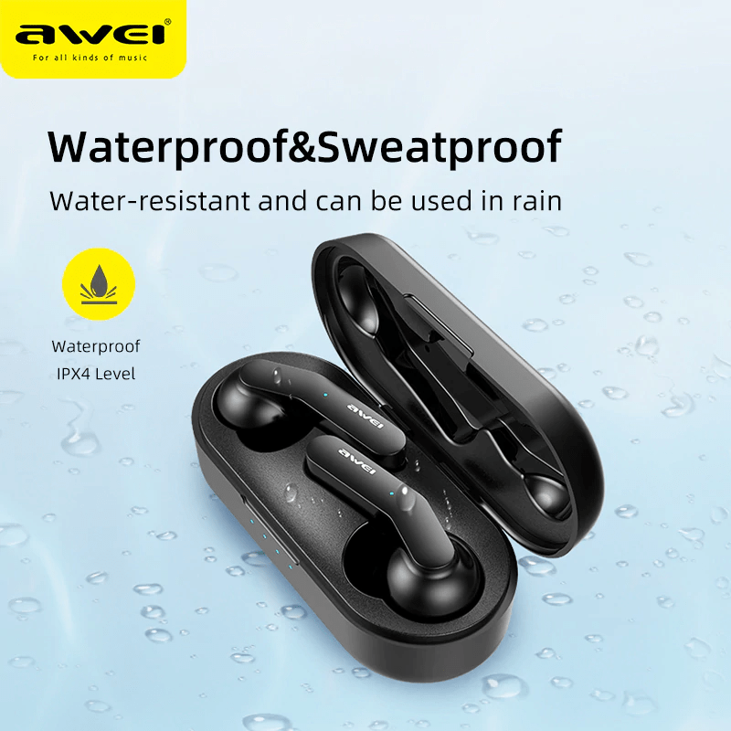 Awei Buds TWS HiFi Stereo Earbuds, Touch Control, Wireless Charging, IPX4