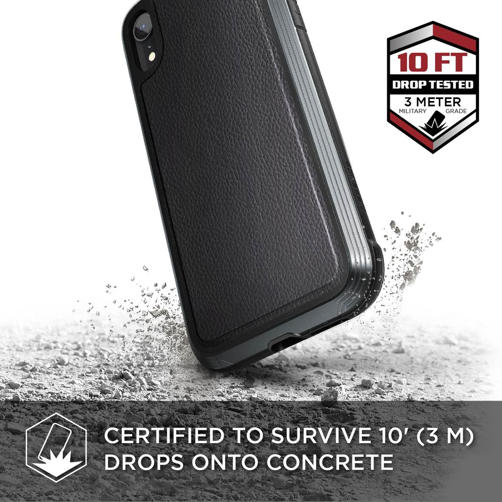 Defense Lux Leather By X-Doria For iPhone Xr Anti Shocks Case Up To 3M Black