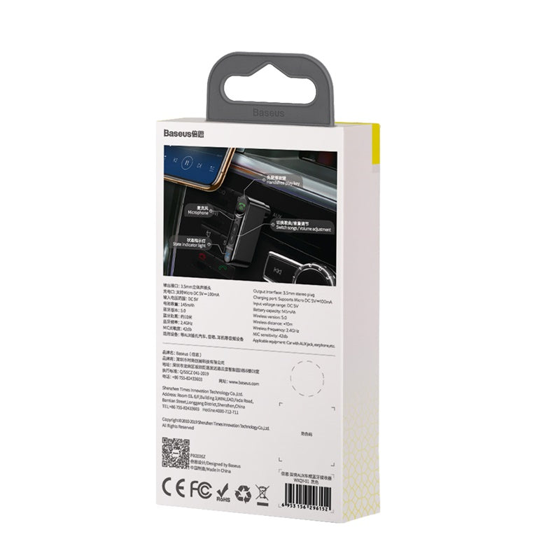 Baseus Qiyin AUX Car Bluetooth Receiver, With Mic And Control Buttons