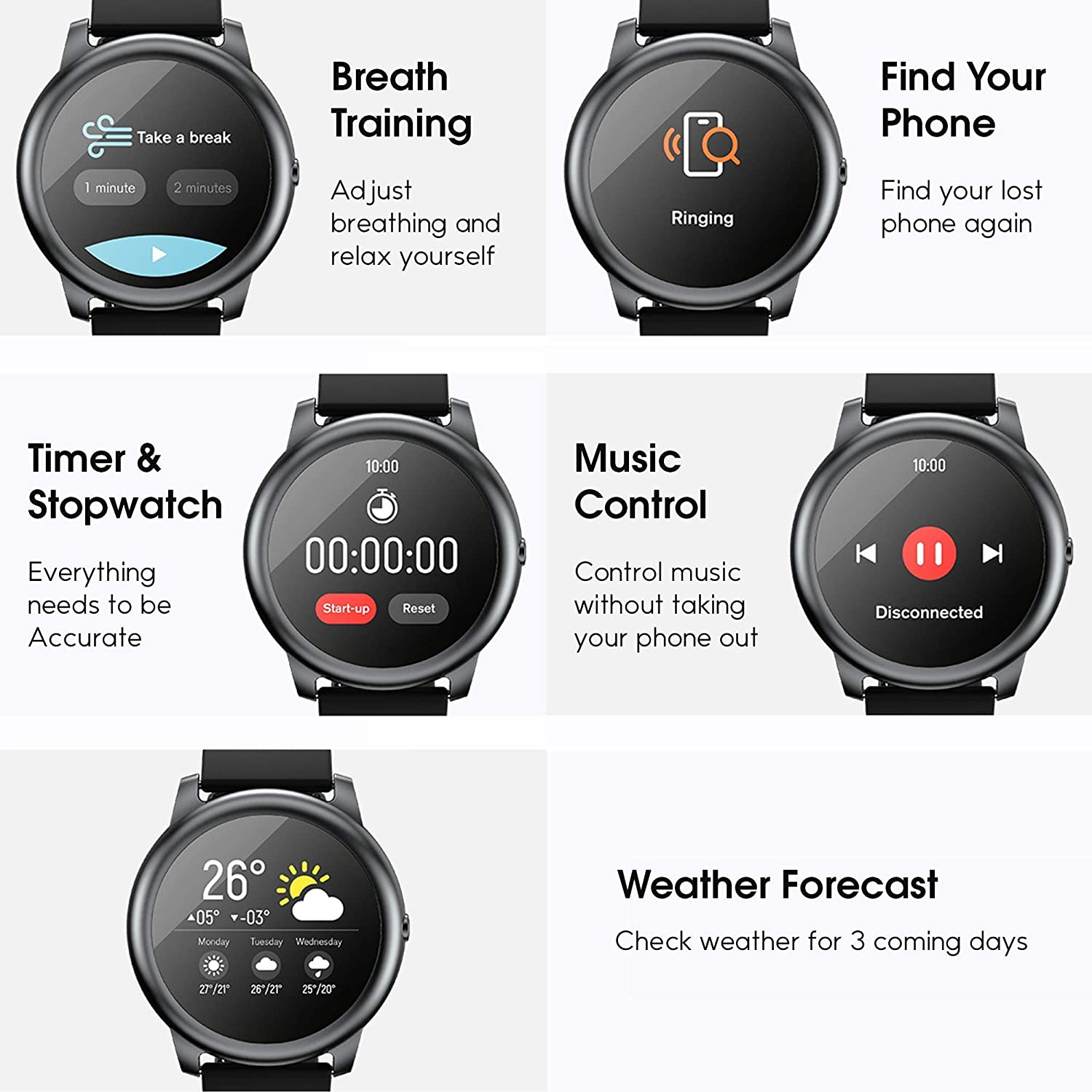 Haylou Solar LS05 Smart Watch Health and Fitness Tracker Up To 15 days - Black