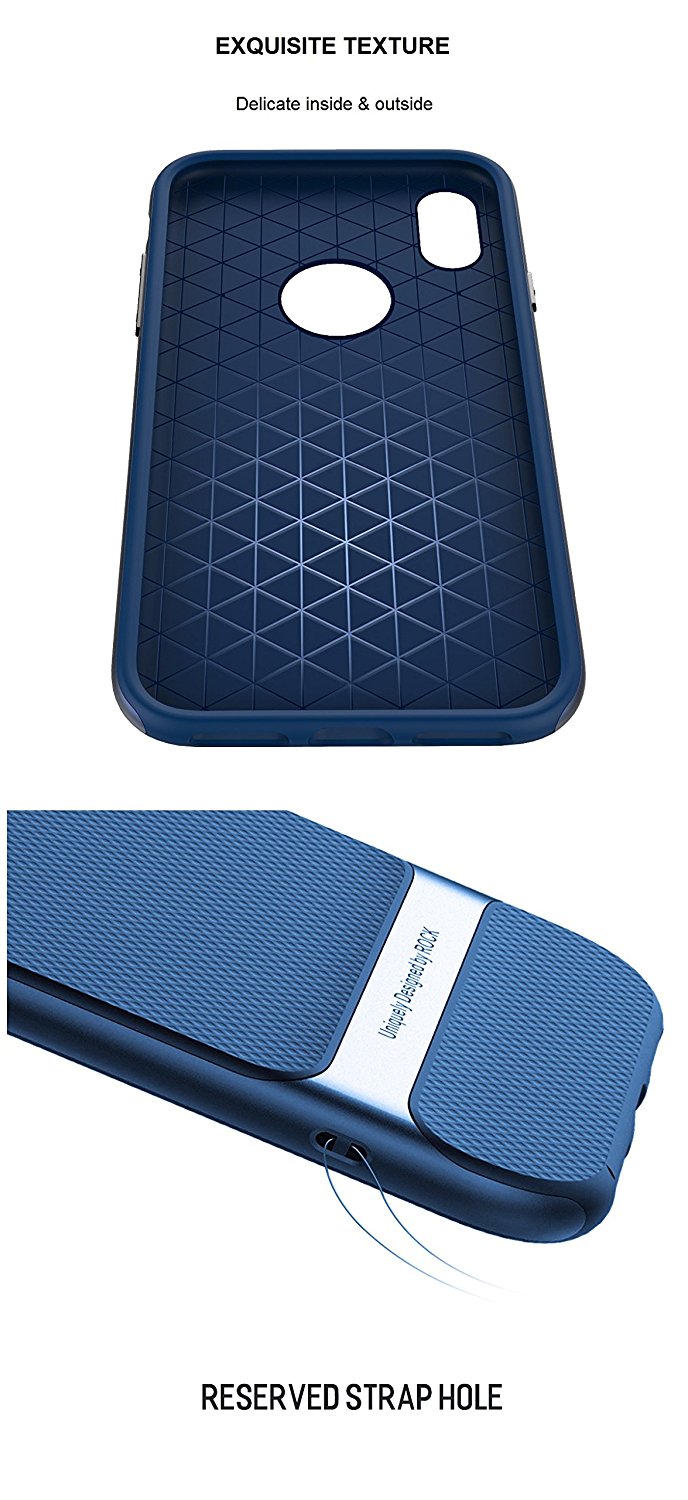 Royce Series By Rock Dual Layer Thin &amp; Slim Shockproof Case for iPhone X - Blue