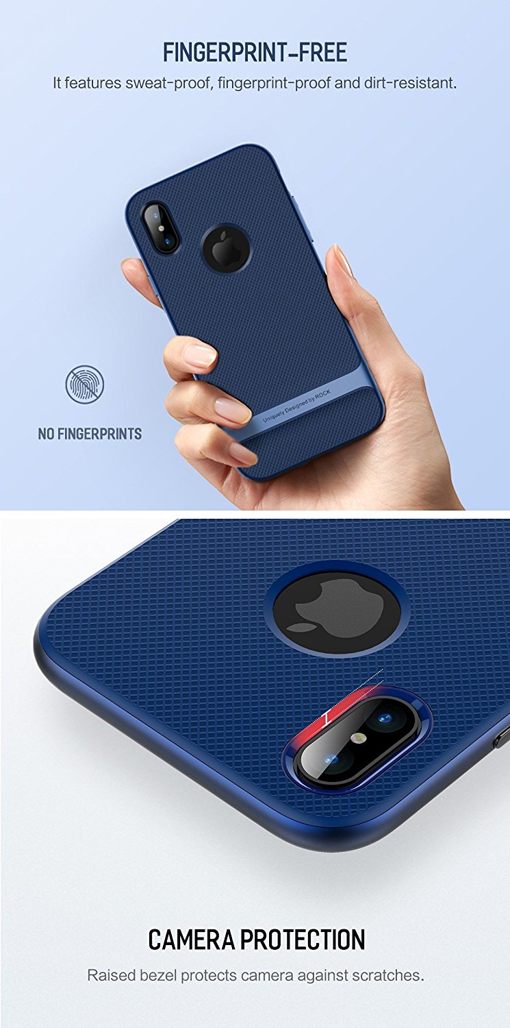 Royce Series By Rock Dual Layer Thin &amp; Slim Shockproof Case for iPhone X - Blue